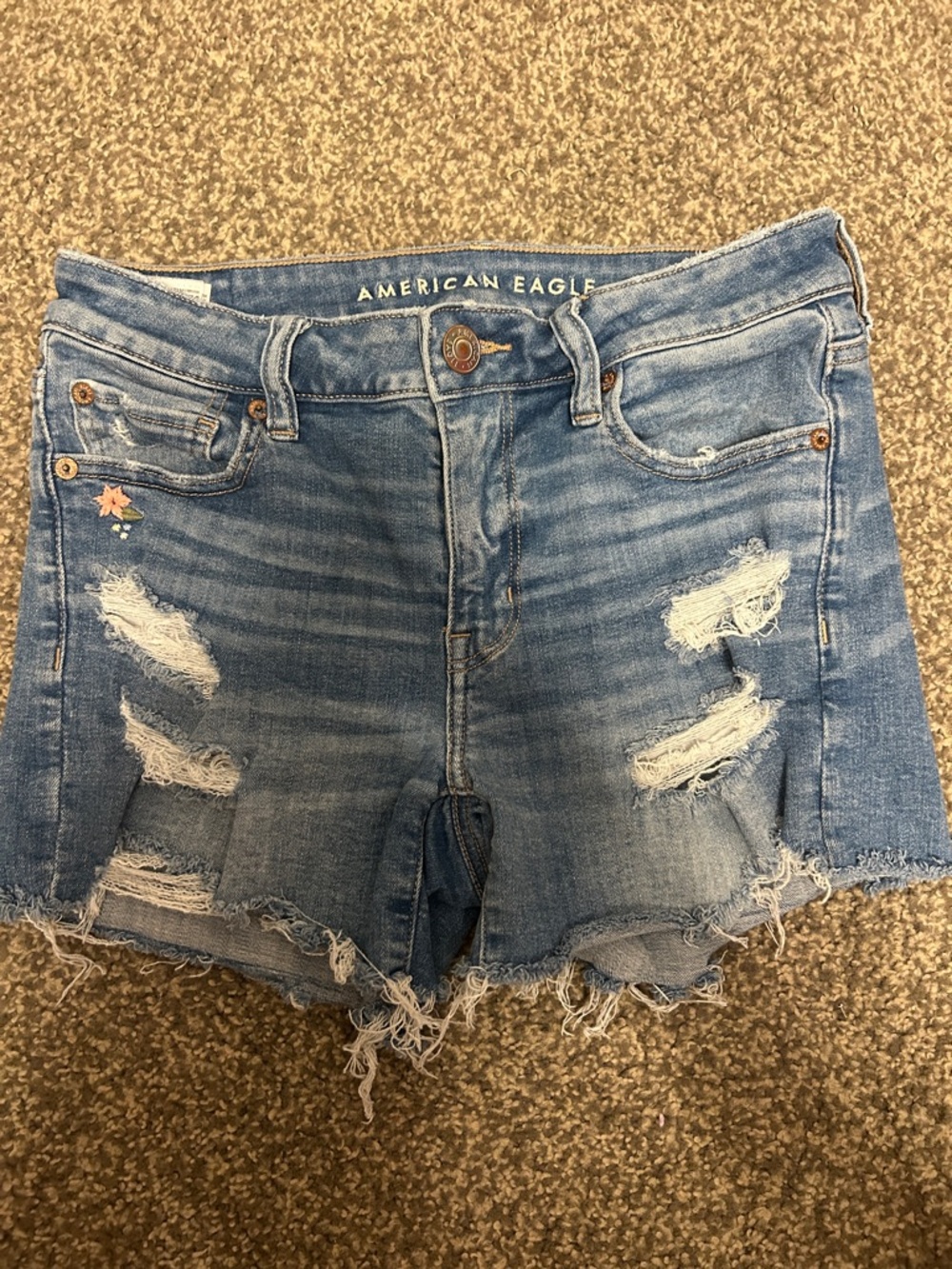 American Eagle Outfitters Light Blue Distressed Denim Cutoff Shorts